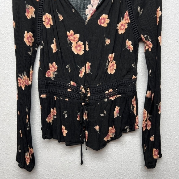 American Rag Floral Puff Sleeve Womens Top Medium Cottagecore Bohemian Fairygoth - Picture 4 of 10